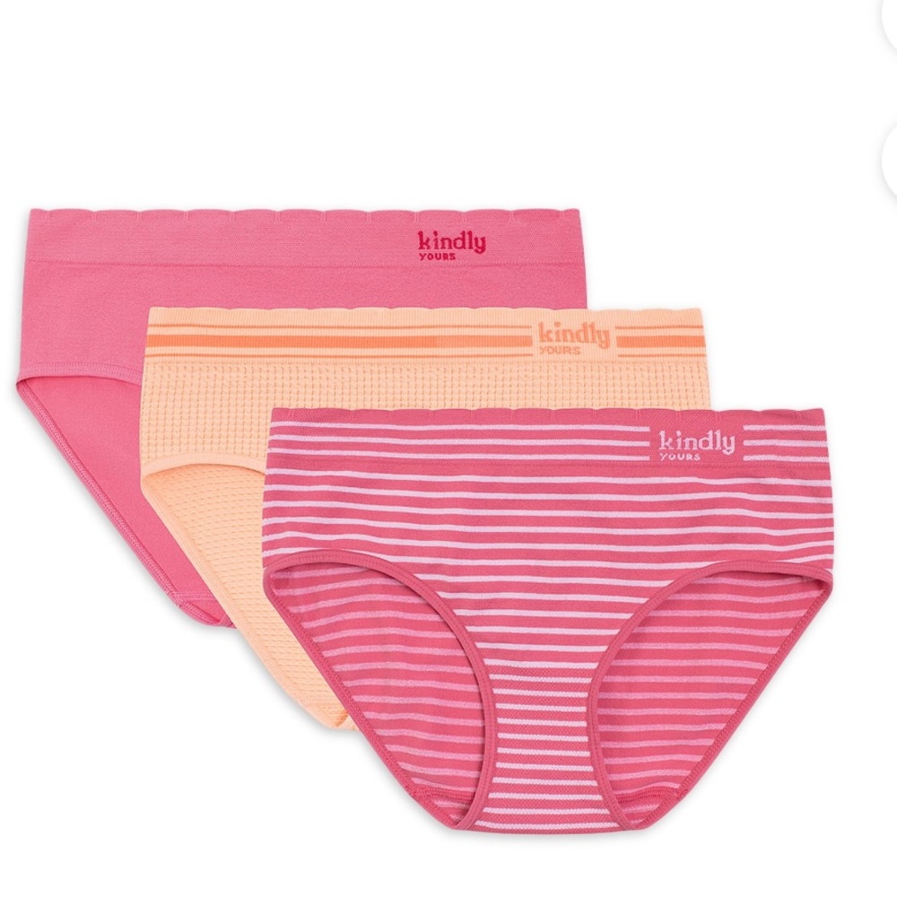 NWT Kindly Yours Women's Sustainable Seamless Hipster Underwear, 3-Pack Sz XXXL